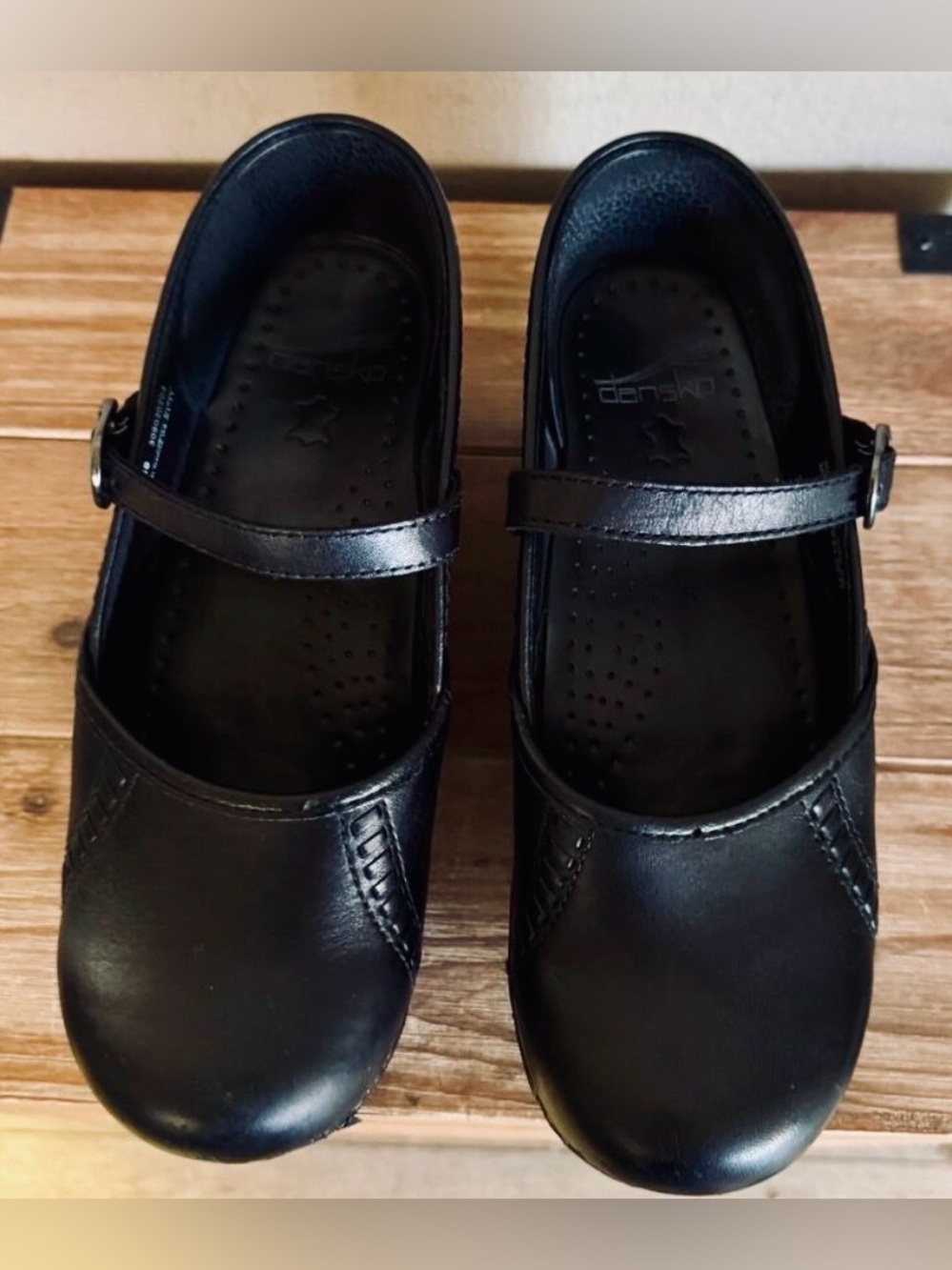 Black Dansko Mary Janes Comfort Clogs with Buckle